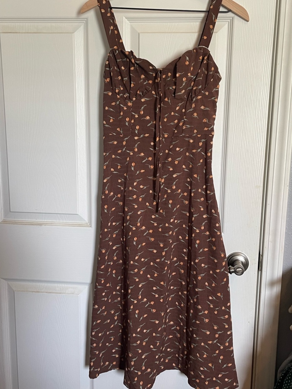SHEIN Brown Floral Midi Dress NWT